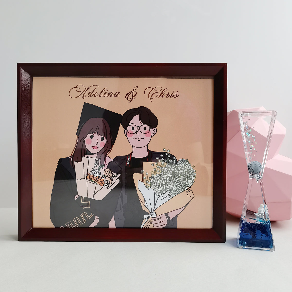 Quick Gifts|Couple Gift ,Valentine's Day Whiskey glass ice wine stone set ,photo frame practical gift esg gift box