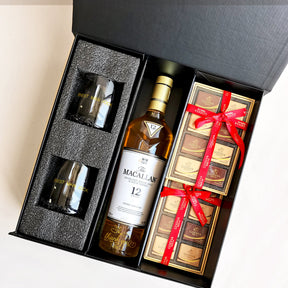 伴手禮|Macallan Sherry Oak 12 Gift Set |麥卡倫雪莉桶12年&黑色威士忌杯套裝 - Design Your Own Wine