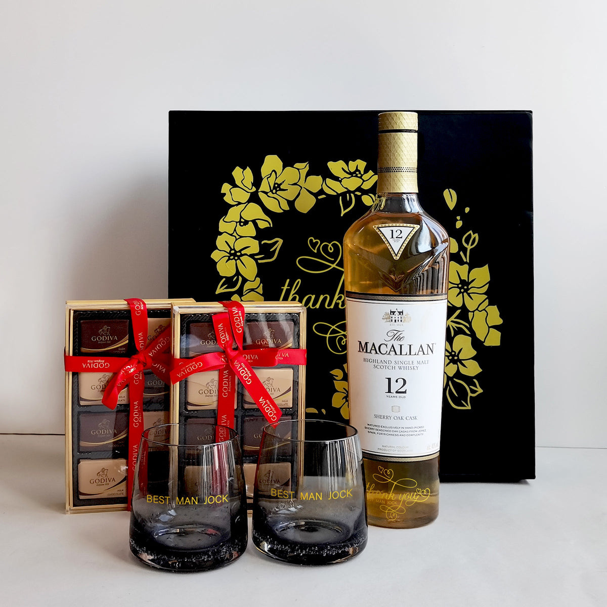 伴手禮|Macallan Sherry Oak 12 Gift Set |麥卡倫雪莉桶12年&黑色威士忌杯套裝 - Design Your Own Wine