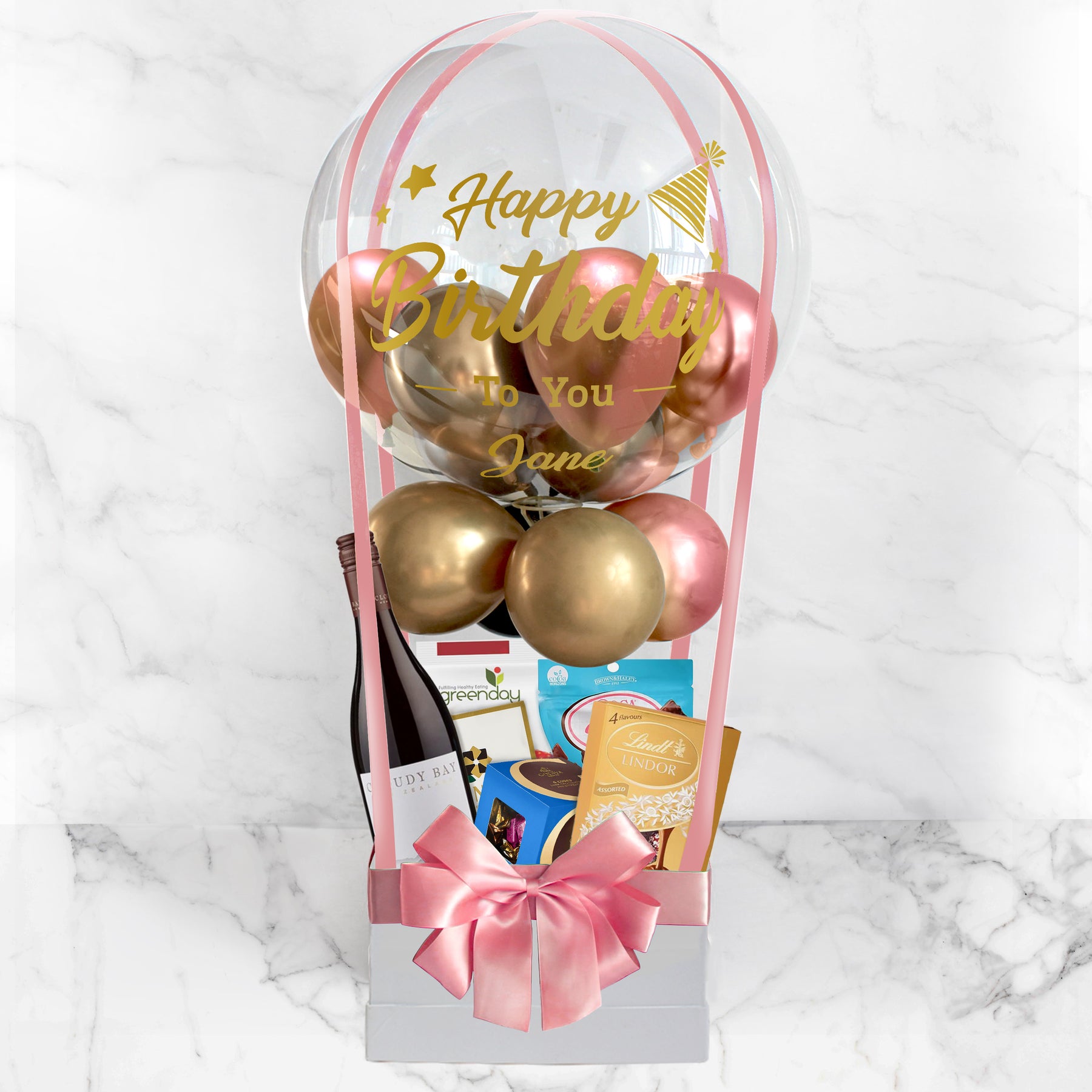 Balloon Birthday Hamper| Wine birthday balloon gift for her