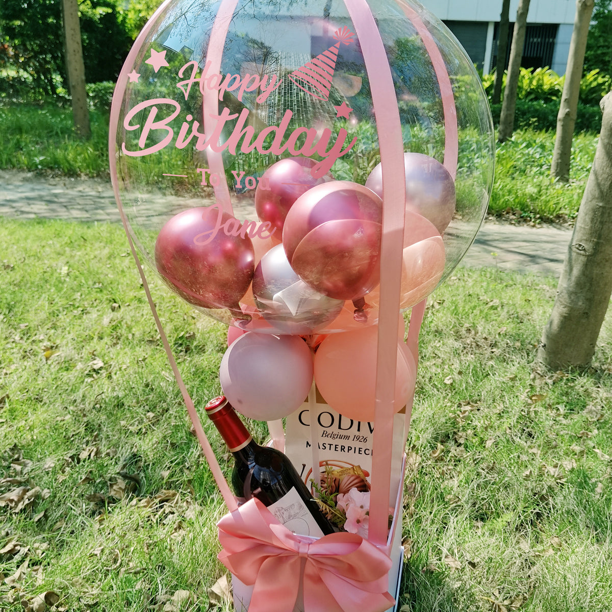 Balloon Birthday Hamper| Red wine  balloon gift for her girlfriend birthday gift