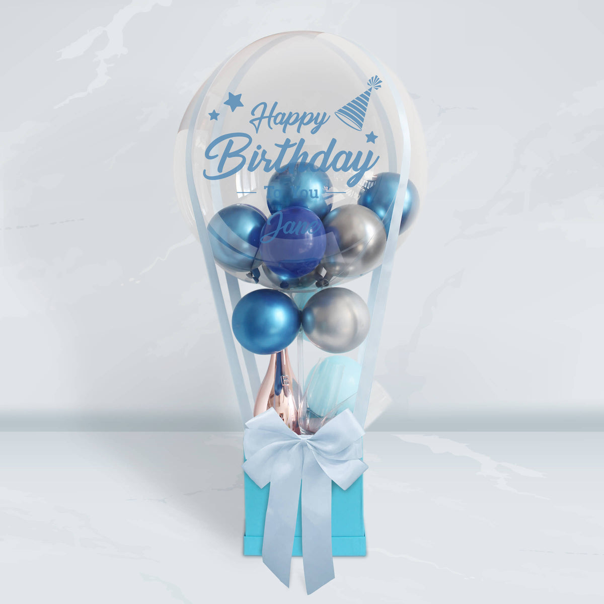 Balloon Birthday Hamper|Bottega Champagne&Tiffany & Co Cadenz Champagne Glass  balloon gift，birthday gift