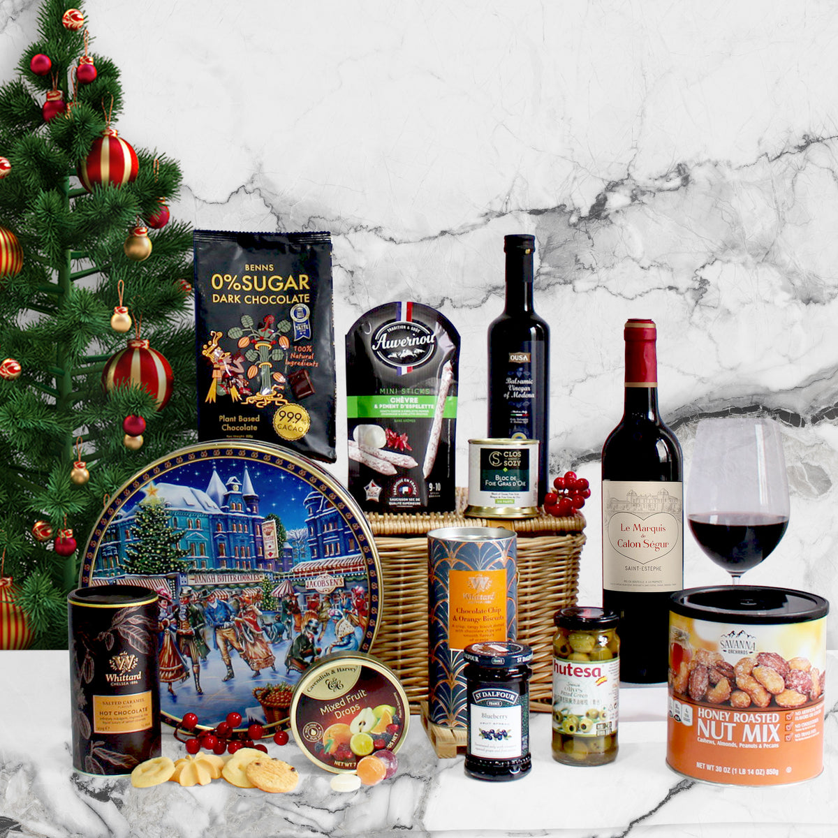 Christmas Hamper|Christmas Luxurious Food Gift Hamper ,Red Wine Cookies Gift Basket