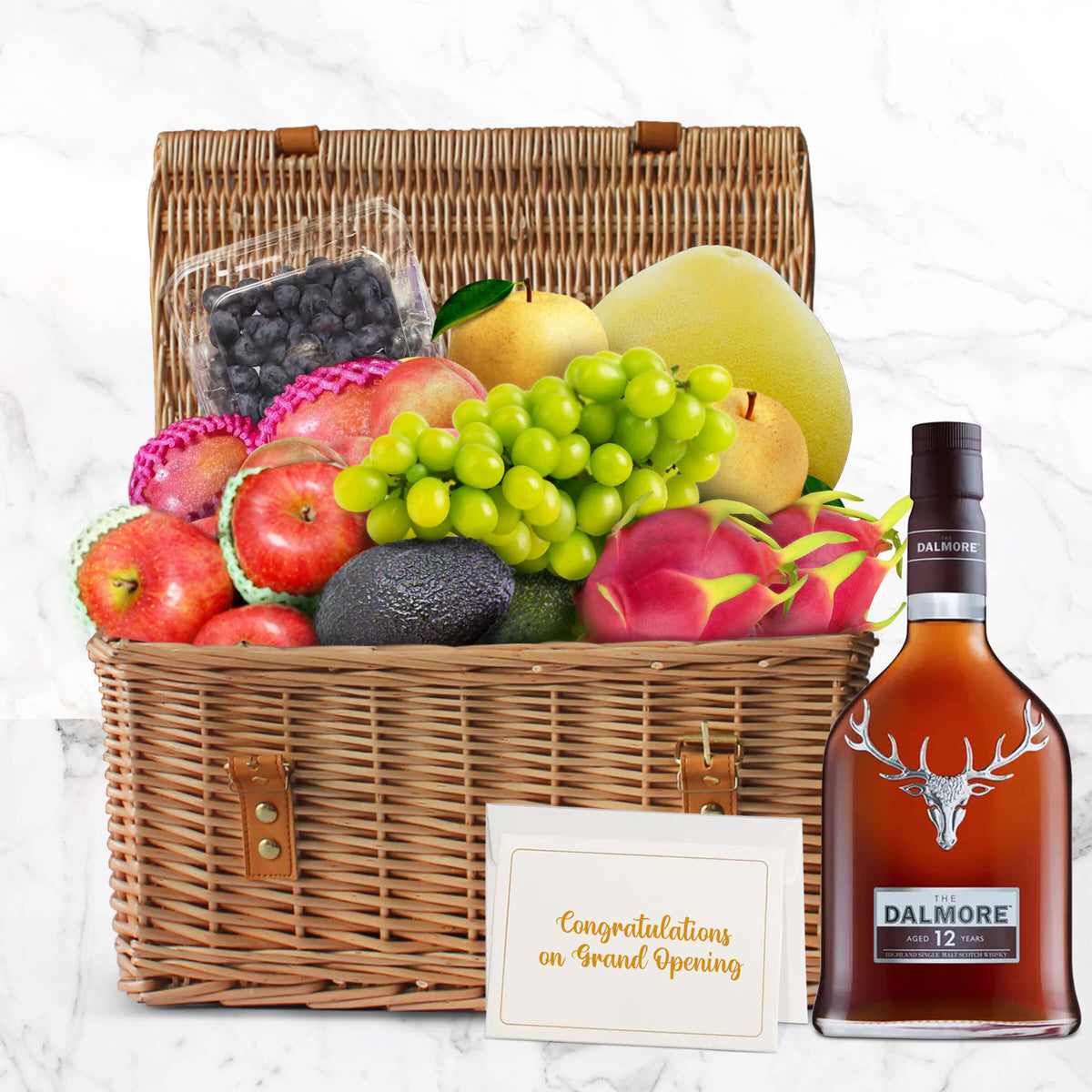 Grand Opening Hamper|Dalmore12 whisky fresh fruit hamper，eco-friendly gift